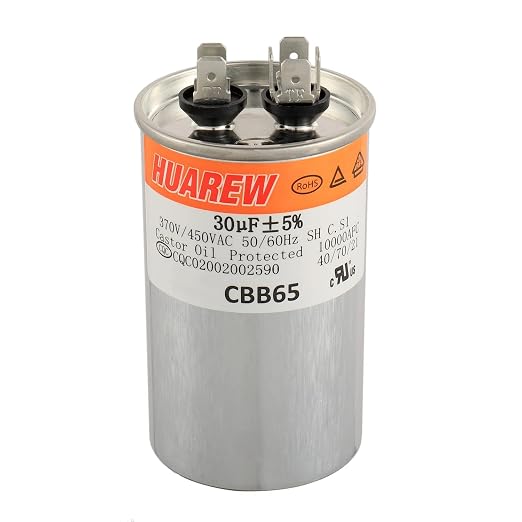 30 uF MFD ±5% 450 VAC CBB65 AC Motor and Fan Starting Round Capacitor 50/60 Hz by HUAREW