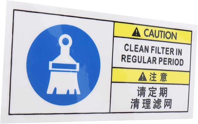 Filter Cleaning Reminder Label Weather Resistant Industrial Equipment by JECOMPRIS