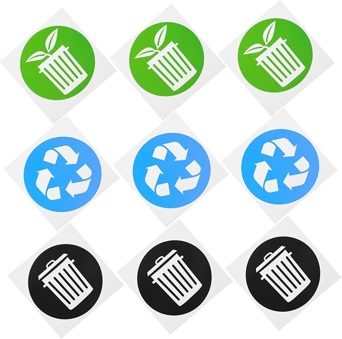 12pcs Garbage Classification Stickers Self-Adhesive Trash Can Labels by Holibanna
