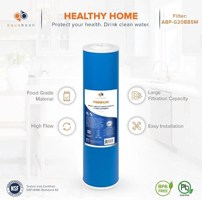 Aquaboon 5 Micron 20 x 4.5 Premium Granular Activated Carbon Water Filter - Image 4