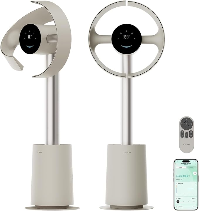 DREAME Bladeless Tower Fan for Bedroom, Smart Standing Fan by Dreame
