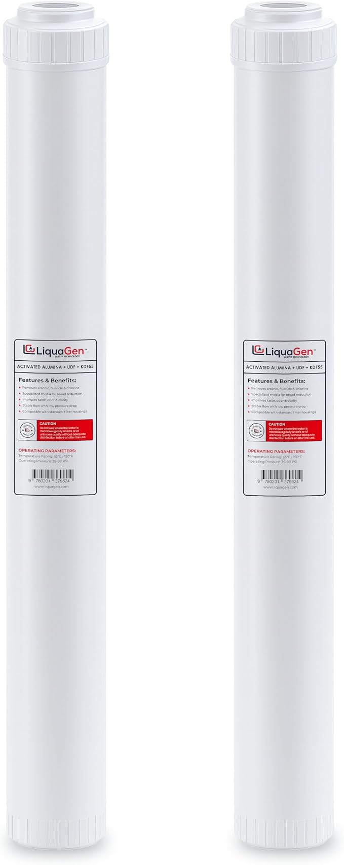 LiquaGen Activated Alumina + Carbon + KDF-55 Replacement Water Filter Cartridge by LiquaGen