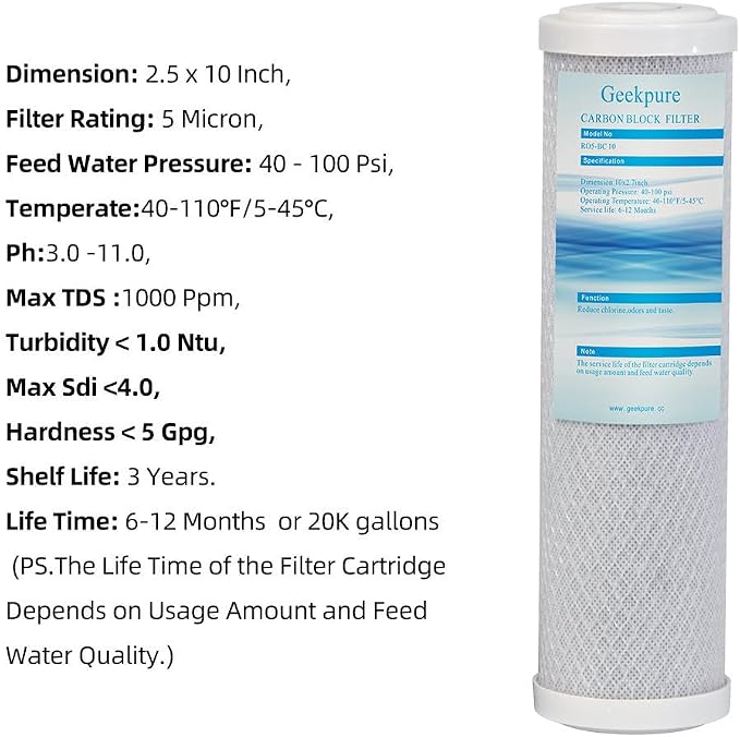 Geekpure Carbon Block Replacement Filter Cartridge - Image 3