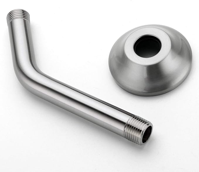 BESTILL Wall Mounted 6 Inch Shower Head Arm, Shower Arm and Flange Included, Brushed Nickel