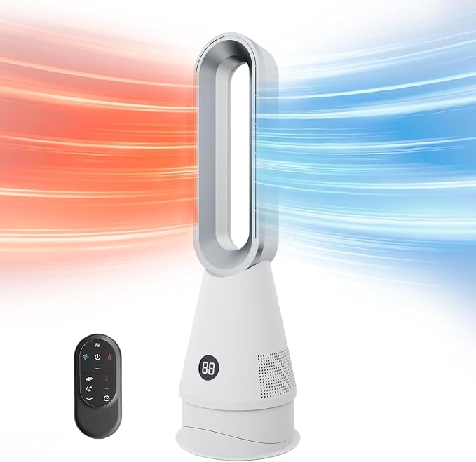 Bladeless Heater Fan, 25inch Heating & Cooling & Filter Combo Tower Fan 80° - Image 8