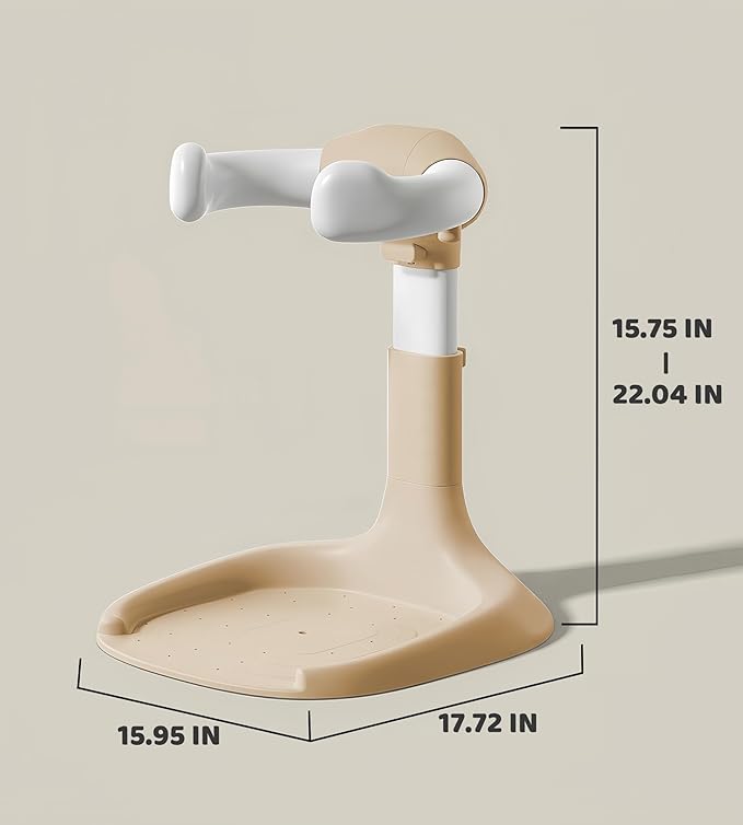 Baby Bath Stand, Foldable Standing Bathtub for Baby, Shower Stand and Bath Support for Infants and Toddlers (6–36 Months), Non-Slip Adjustable Baby Standing Support, Coffee