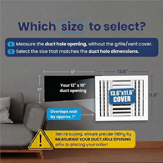 12x10 Aluminum 3-Way Air Flow Vent Cover Wall Ceiling Register Multi-Shutter - Image 2