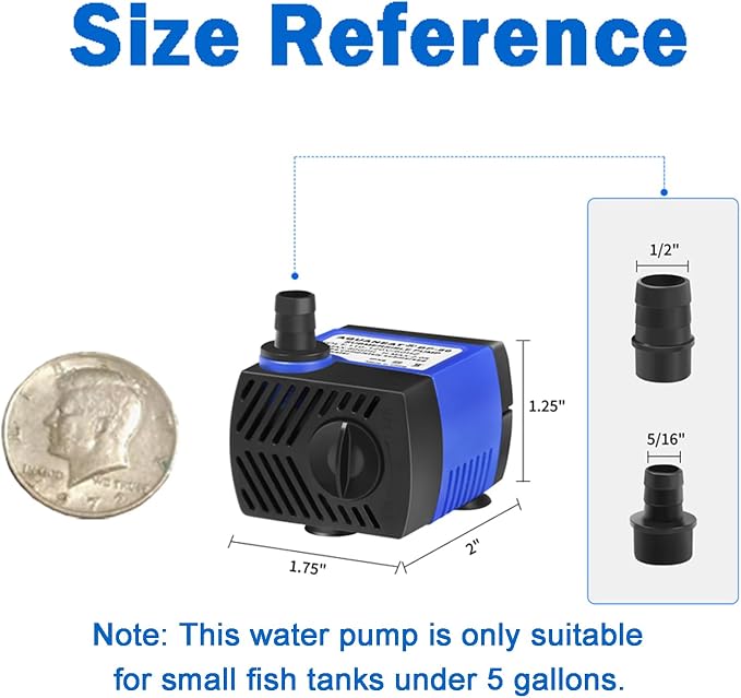 AQUANEAT Small Fountain Pump, 80 GPH Mini Submersible Water Pump - Image 2