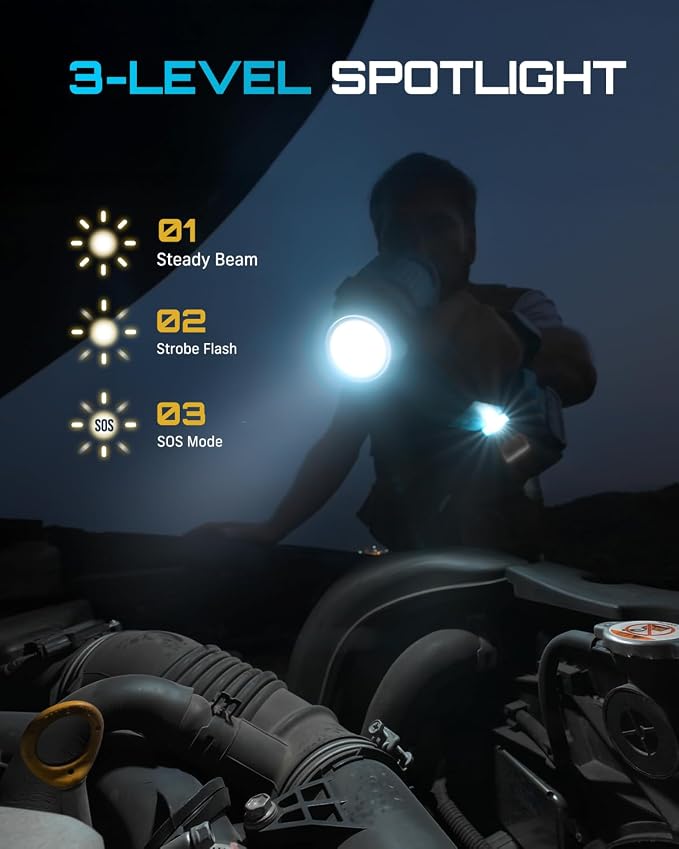 SEESII 3-in-1 Tire Inflator: Portable Air Compressor & Car Vacuum Cleaner & Led - Image 8