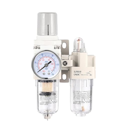 1/4 Inch NPT Compressed Air Filter Air Pressure Regulator Water-Oil Separator by ZHONGAN