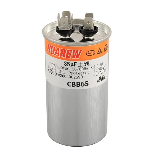 35 uF MFD ±5% 450 VAC CBB65 AC Motor and Fan Starting Round Capacitor by HUAREW