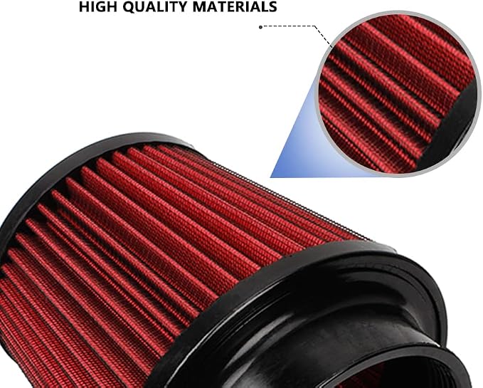 Red 3" 76mm Inlet Cone Replacement Dry Air Filter High Flow Car Performance - Image 3
