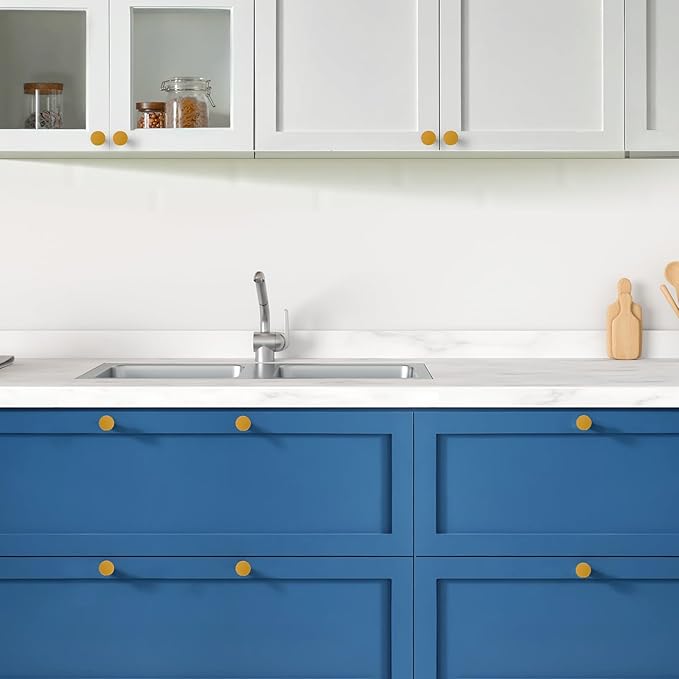 Ravinte 25 Pack Cabinet Knobs Earthy Yellow Kitchen Cabinet Knobs Round Dresser Drawer Pulls Closet Door Pulls 1-1/5 Inch