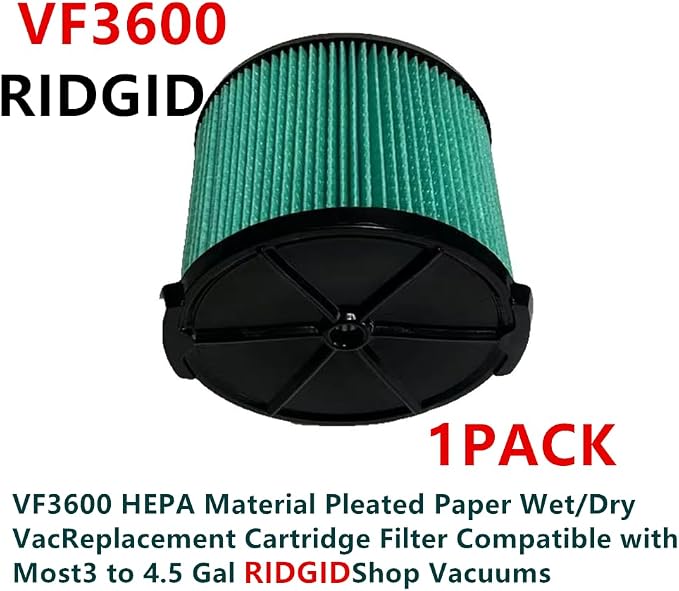 1 PACK brikiwee VF3600 HEPA Material Pleated Paper Wet/Dry Vac Replacement - Image 5