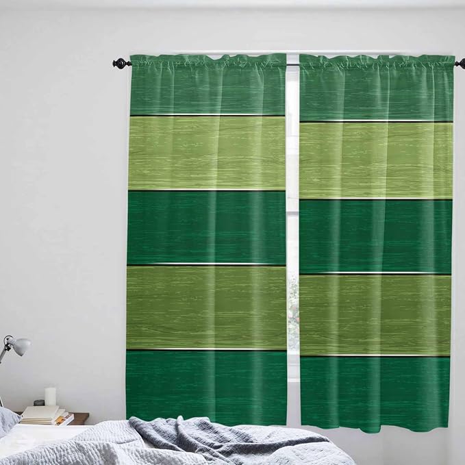 Farm Retro Green Wood Grain Window Valance Curtains, Rustic Wooden Plank - Image 8