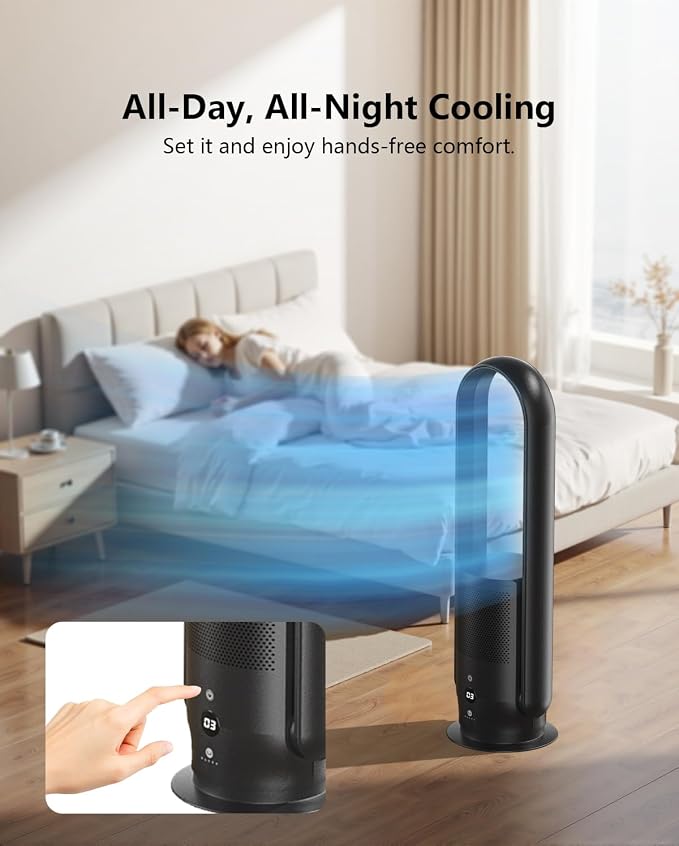 U ULTTY Bladeless Tower Fan and Air Purifier in one, Quiet Tower Fan - Image 6