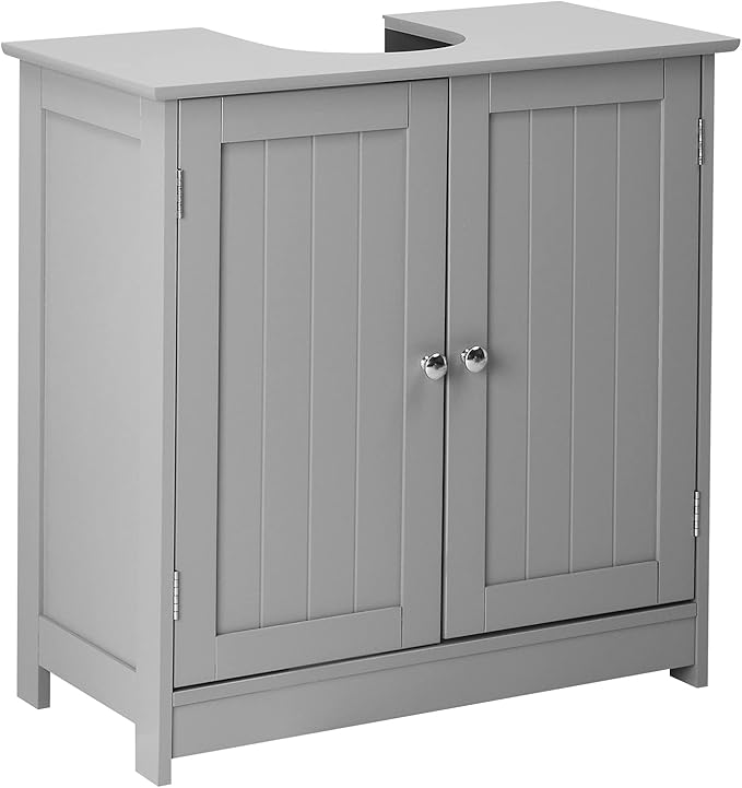Bonnlo Pedestal Under Sink Storage Bathroom Vanity with 2 Doors Traditional Bathroom Cabinet Space Saver Organizer 23 5/8" x 11 7/16" x 23 5/8" (L x W x H) (Grey)