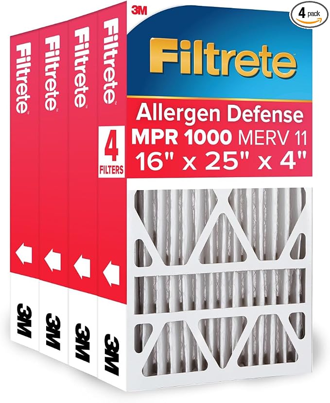 Filtrete 16x25x4 AC Furnace Air Filter, MPR 1000, MERV 11, Fits Lennox & by Filtrete