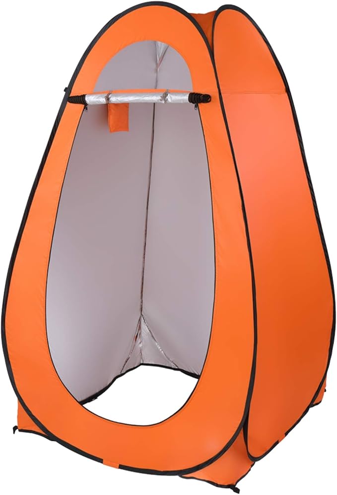 Pop Up Privacy Shower Tent,Portable Outdoor Bathroom Toilet Changing Dressing Room,Instant Rain Shelter for Camping & Beach,Lightweight & Sturdy, Easy Set Up, Foldable, with Carry Bag (Orange)