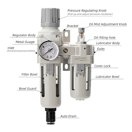 Air Pressure Regulator with Pressure Gauge, Water Separator - Image 2