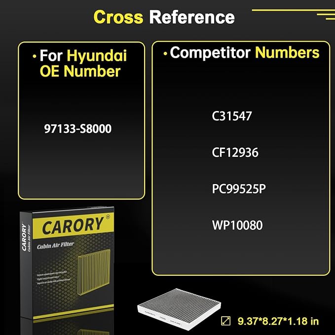 CARORY Cabin Air Filter w/Activated Carbon - Image 4