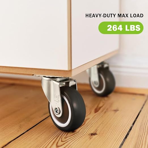 2.5'' Caster Wheels Set of 4 Heavy Duty No Noise Castors, Swivel Top Plate - Image 4