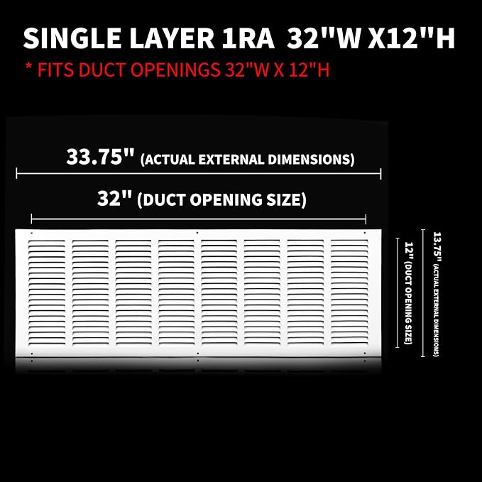 32x12 Return Air Grille, Air Return Vent Cover, Flat Vent Cover, Rejillas De - Image 2