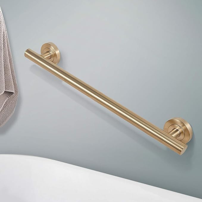 Lava Odoro Shower Grab Bar, Modern Stainless Steel Handicap Grab Bar for Bathtubs and Showers, Shower Safety Bar for Seniors Disabled, ADA-Compliant (Champagne Gold, 24 Inch)