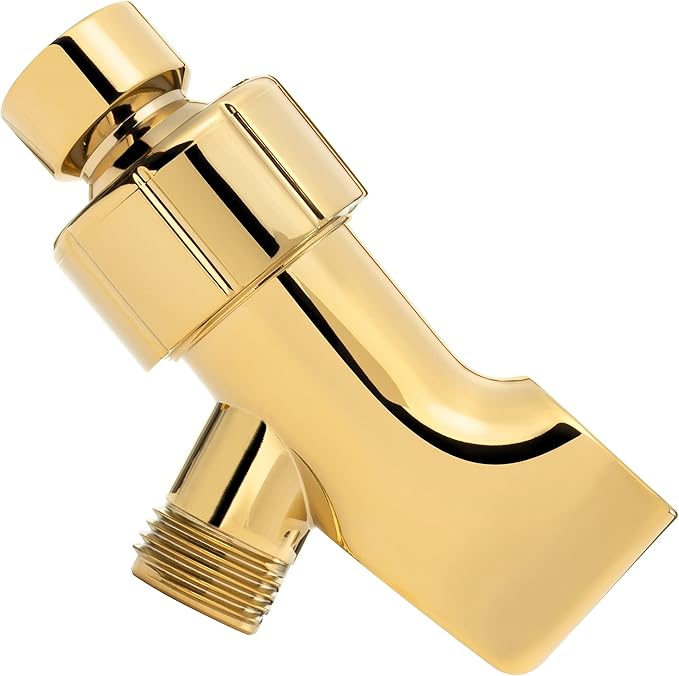 Shower Arm Bracket - Adjustable Handheld Shower Arm Mount & Holder with Brass Connector - Indoor and Outdoor Modern Bath Spa Fixture - Polished Brass