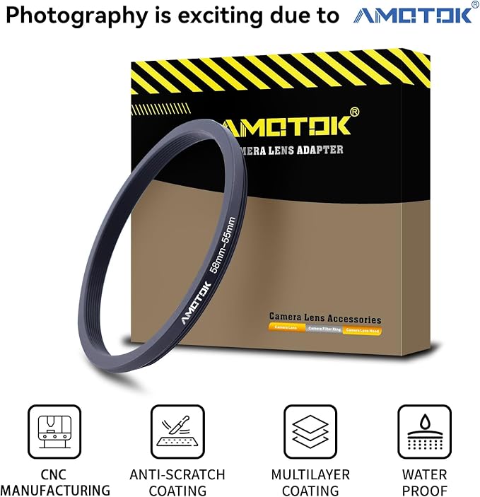 58mm Lens to 55mm Camera Lens Adapter, 58mm-55mm Filter Step-Down Ring - Image 2