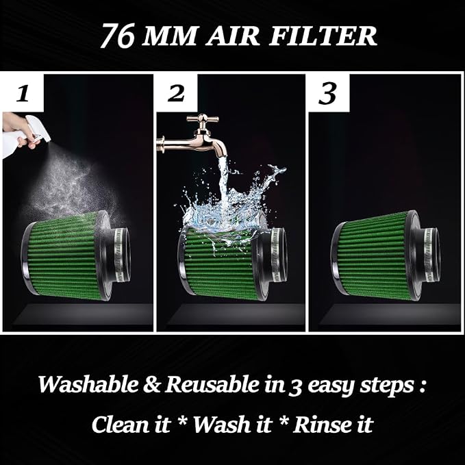 Universal 3 Inch 76mm Air Intake Filter Replacement Cone Air Filters Quality - Image 3