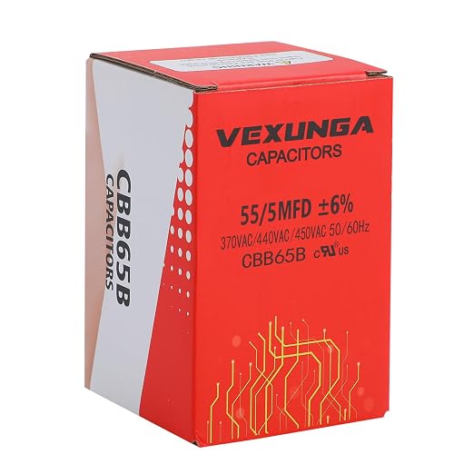 VEXUNGA 55/5uF AC Capacitor 55 5 uF MFD 370/440/450 VAC CBB65B Dual Run Start - Image 5