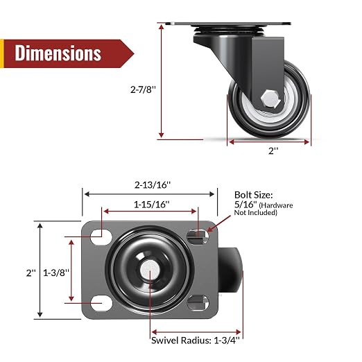 HOLKIE 2 Inch Swivel Caster Wheels - Image 3