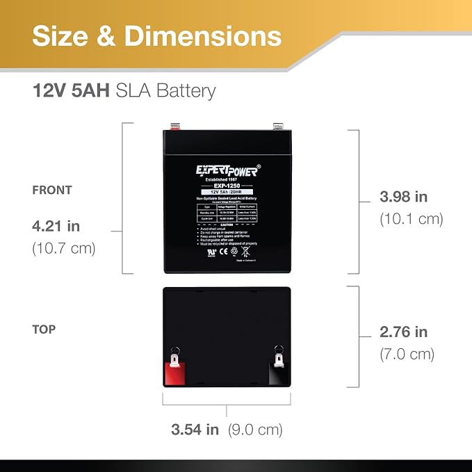 ExpertPower EXP1250-12V 5Ah Rechargeable SLA Battery - Image 2
