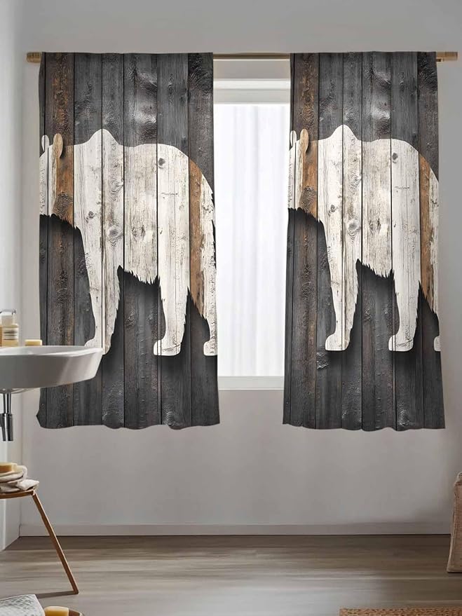Sheer Curtains 72 Inches Long, Vintage White Brown Bear Semi Sheer Curtains - Image 5