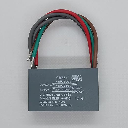 Ceiling Fan Capacitor 4uF + 4uF + 2.5uF 5-Wire 250V/300V CBB61 | by Unknown