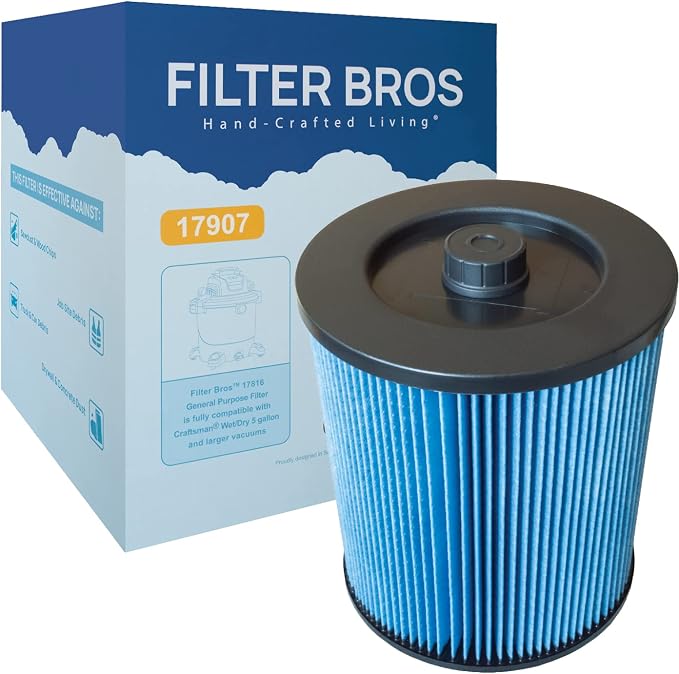 Filter Bros 17907 Fine Dust Replacement Fits Craftsman Shop Vacuums 5 Gal Plus by FilterBrosHand-CraftedLiving