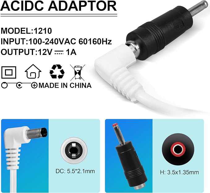 12V/1A Power Cord Adapter for Levoit Core Mini Air Purifier, Replacement - Image 4