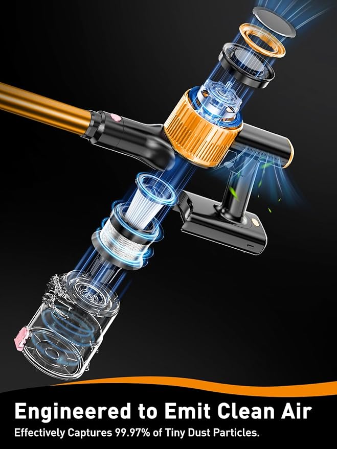 Cordless Vacuum Cleaner, 40Kpa 8 in 1 Powerful Suction Lightweight Stick Vacuum - Image 8