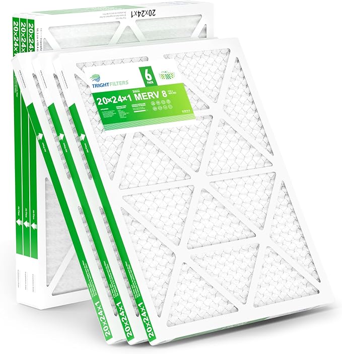20x24x1 Air Filter 6 Pack, Durable MERV 8 Pleated Home HVAC AC Furnace Filters - Image 2