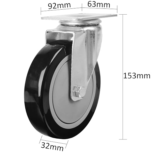 Finnhomy 5 Inch Caster Wheels Set of 4 Heavy Duty Plate Swivel Casters - Image 3