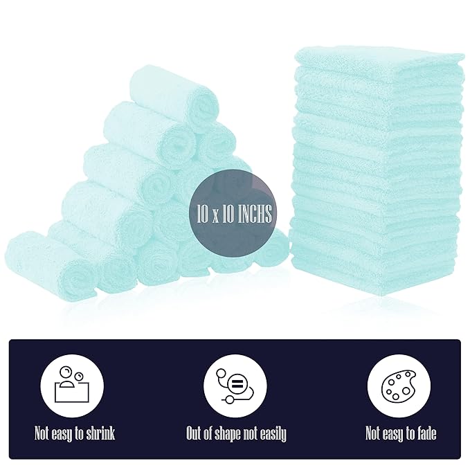 32 Pack Baby Washcloths - Coral Fleece - Absorbent and Soft Wash Clothes for Newborns, Infants and Toddlers Baby boy and girl - Suitable for Sensitive Skin and New Born - Frozen Blue, 10x10 Inch