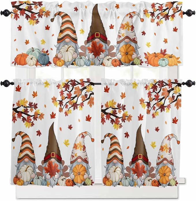 Fall Kitchen Curtain Set, Light Filtering Short Curtains Valance by Unknown