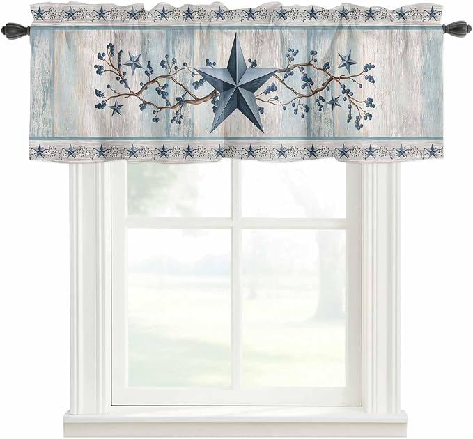 Texas Star Blue Curtain Valances by Unknown