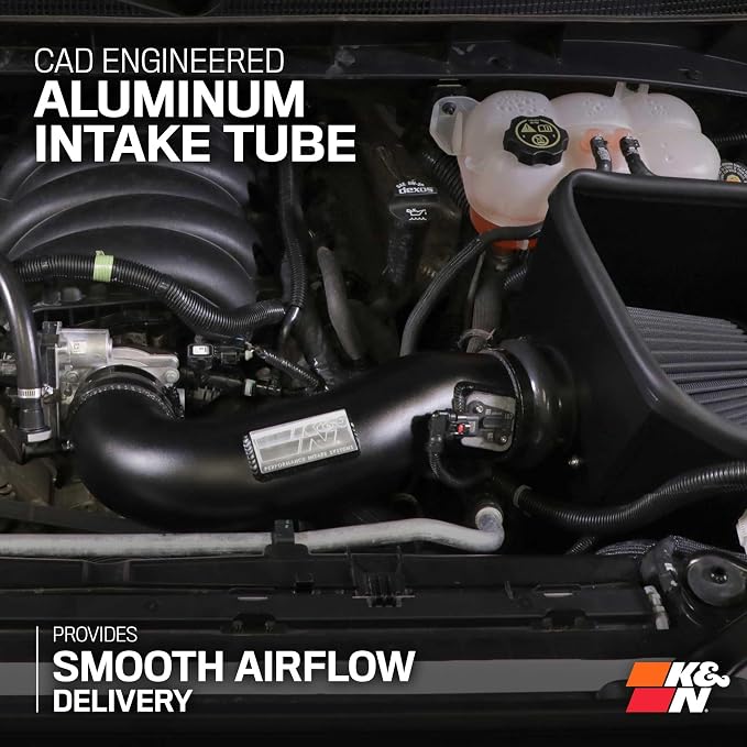 K&N Cold Air Intake System: Dry-Flow Air Filter, Increase Performance & Towing: - Image 5