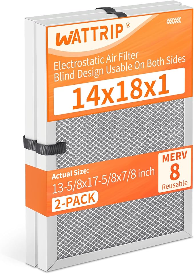 2-Pack 14x18x1 MERV 8 Reusable & Washable Electrostatic Air Filters by BreatheSmartLiveClean