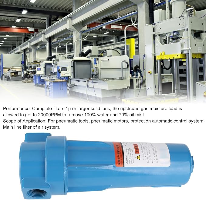 Water Oil Separator Air Compressor Filter, Aluminium Alloy PP Cotton Filter - Image 2