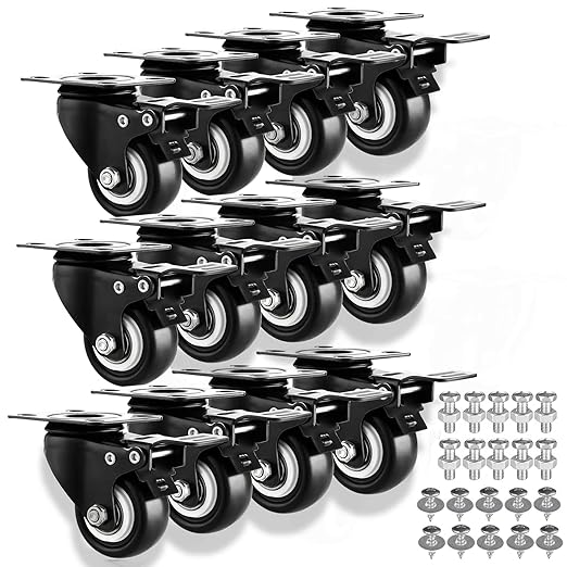 2" Casters Set of 12 Heavy-Duty Industrial Caster Wheels by GcFoir