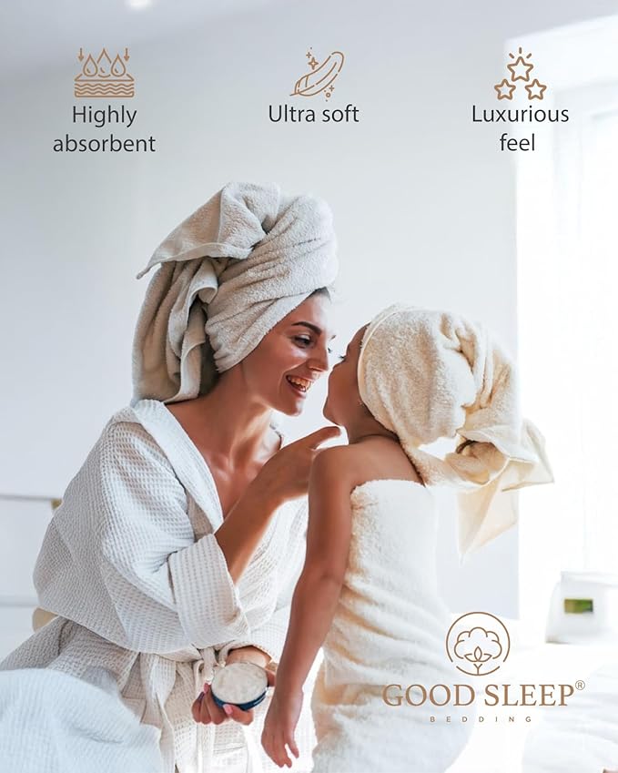 100% Cotton Bath Towel Set, Set of 6 Bath Towels, 2 Bath Towel, 2 Hand Towels, 2 Wash Cloths for Showering, Highly Absorbent Bathroom Set, Super Soft & Quick Dry Towels for Bathroom, White
