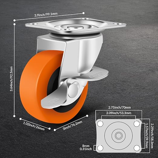 Caster Wheels, 3 Inch Casters Set of 16, Heavy Duty Casters - Image 2